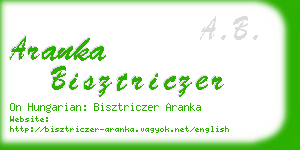 aranka bisztriczer business card